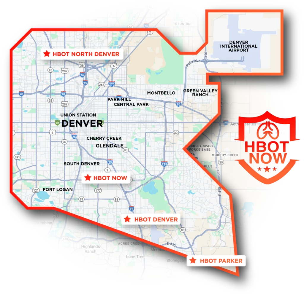 HBOT Parker service area map showing Parker location